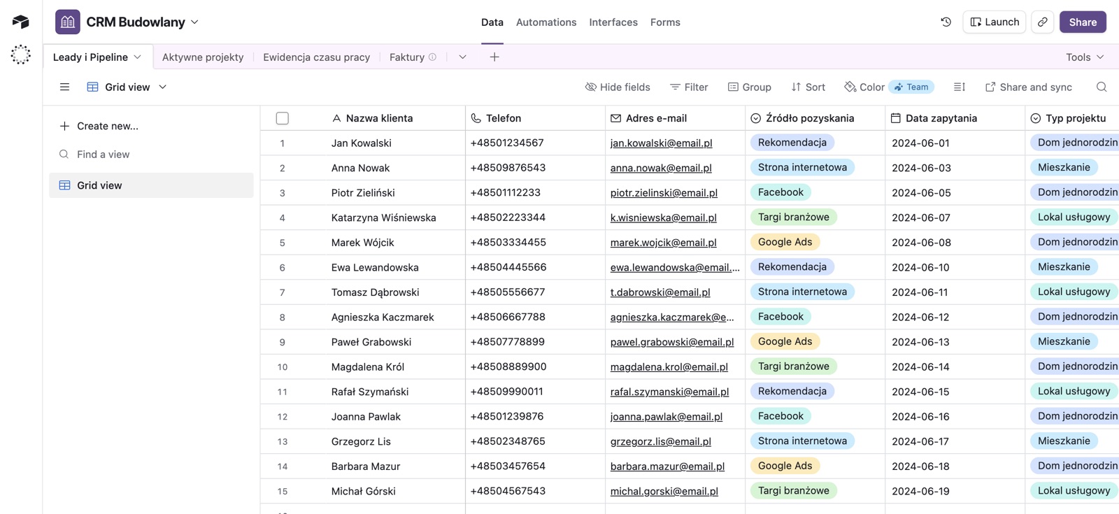 CRM for a construction company